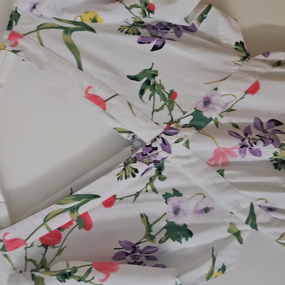 LOFT Pink and Green Flutter Sleeve V-Neck Mini Dress - Picture 6 of 8